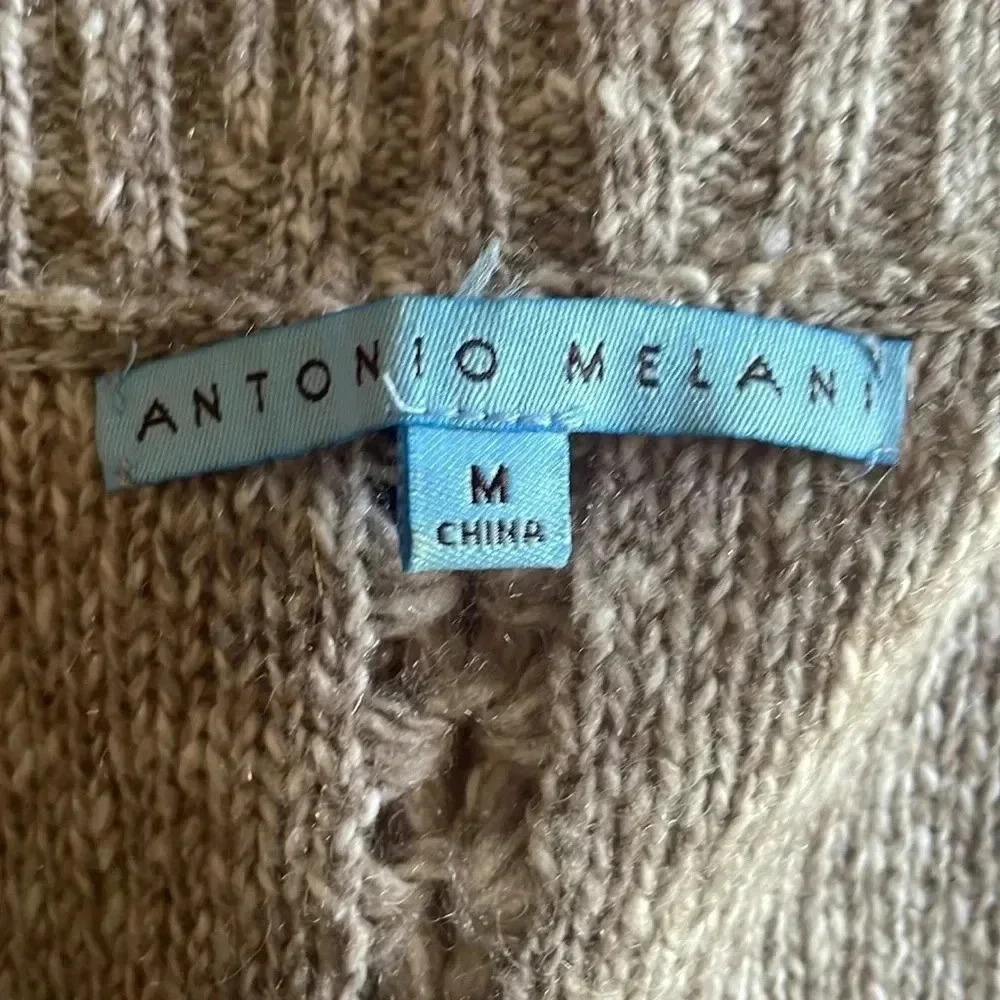 Antonio Melani Cozy Preppy Knit Pullover Sweater V-Neck Neutral Women Sz M - Picture 6 of 8